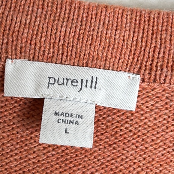 Pure J JILL Red Clay Heather Coral Waist Drawstring midi sweater dress size L - Picture 10 of 12